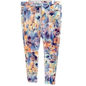 Nordstrom Dylan George Runway MidRise Skinny Watercolor Floral Twill Cot…